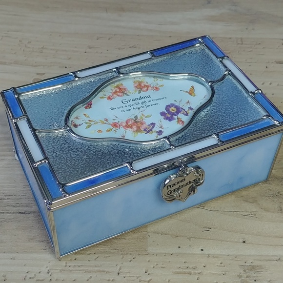 🎉2/$16 Stained Glass Jewelery Keepsake Box, Precious Grandmother (Removable) - Picture 1 of 8